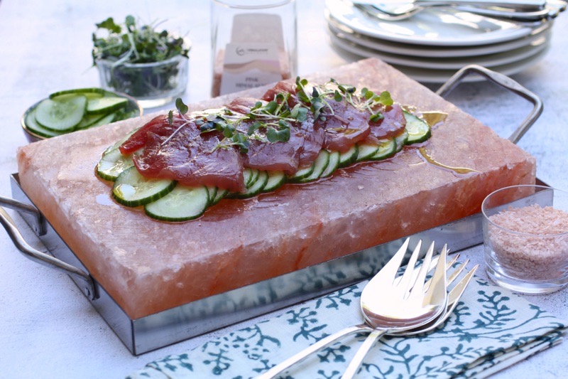 Tuna Crudo on a Himalayan Rock Salt